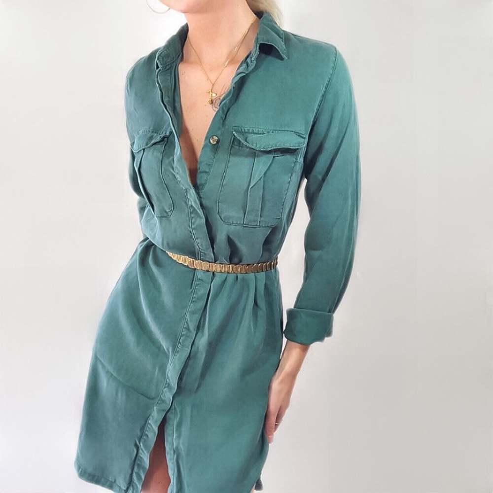 ❌SOLD❌ turquoise long sleeve shift dress